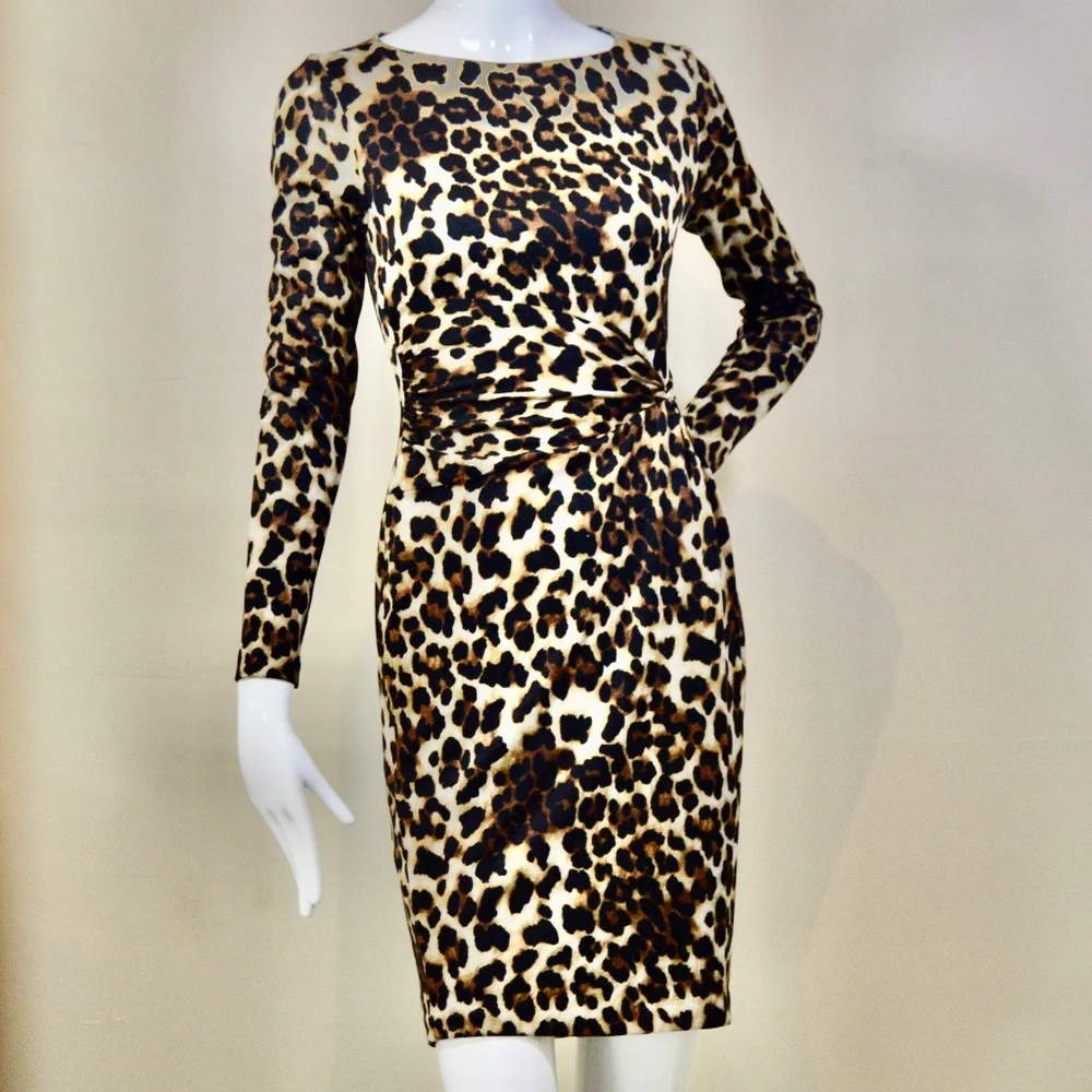 Leopard Print Mini Night Out Dress by Carmen Marc Valvo.Made in US